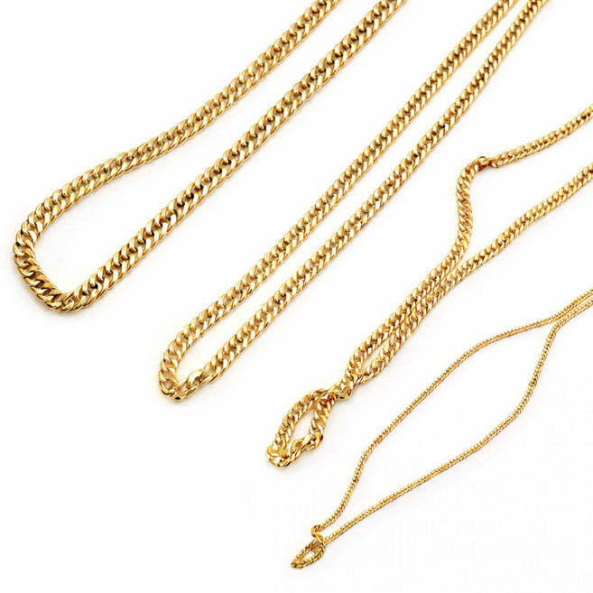 N0343w 패션스트릿 골드 쿠바 체인 써지컬스틸 18k금도금목걸이