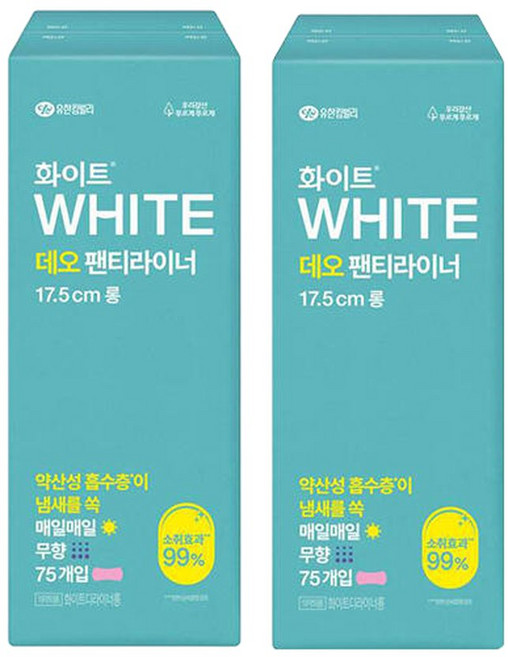 화이트 데오 팬티라이너 롱 75매 2개