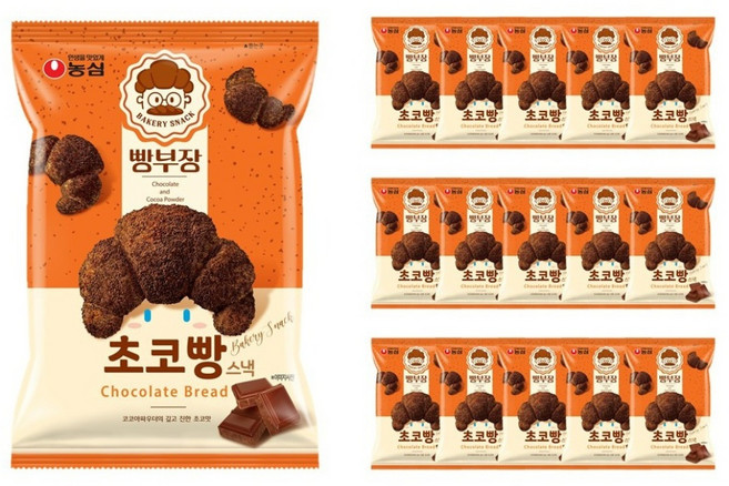 농심 빵부장 초코빵, 55g, 16개