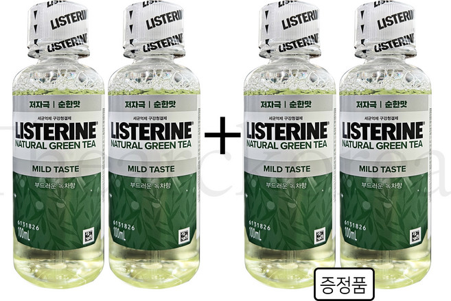 리스테린 내추럴 그린티 마일드 구강청결제, 100ml, 4개