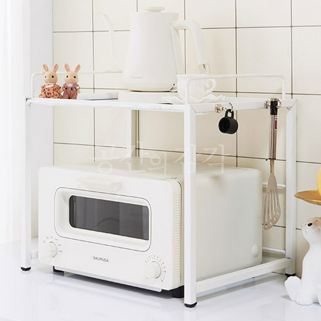 전자레인지 랙 발뮤다 미니 선반 500 600 오븐 토스트기 스틸 철제 화이트 블랙