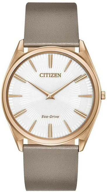 [Citizen] 시티즌 AR3076-08A 스틸레토 에코드라이브 화이트 다이얼 가죽 스트랩 슬림 39mm 시계