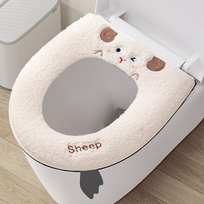 보들 양모 손잡이변기커버, 연핑크, 1개