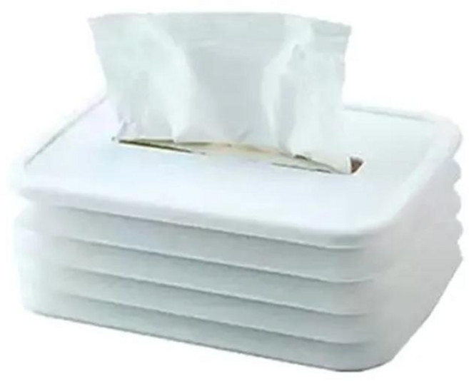 실리콘 티슈 박스 접이식 자동차 티슈 케이스 탄성 리프팅 물티슈 홀더 가정용 책상 그리기 종이 타월 냅킨 정리, White, 1개