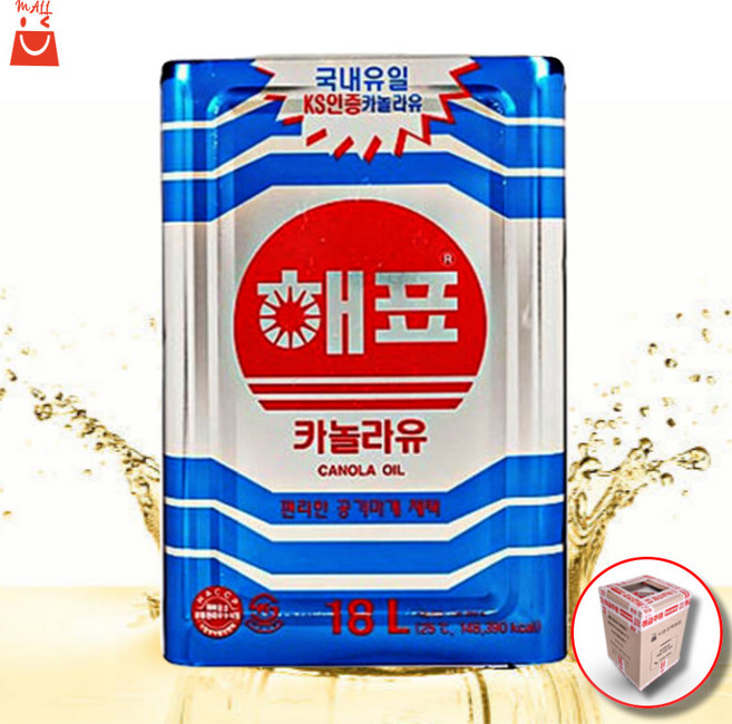 해표 카놀라유 18L 업소용 대용량 저가 식용유 말통, 1개, 1.8L