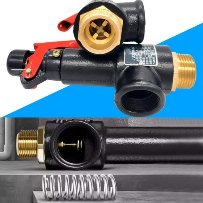 스프링 유형 압력 릴리프 밸브 공기 압축기 나사 보일러 A27W-10T 용 철 몸체 해제 안전, 02 0.5 Mpa, 06 DN32