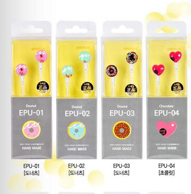 .미니로 미니어처 수공예 이어폰, EPU-02 민트도너츠
