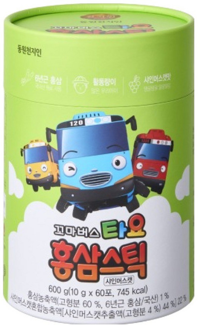 천지인 꼬마버스타요 홍삼스틱 샤인머스캣, 5개