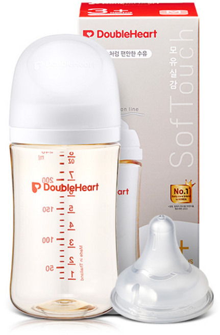 더블하트 모유실감 3세대 제뉴인화이트 240ml 싱글팩(젖병+젖꼭지 M), 1세트, 제뉴인화이트 젖꼭지(M)
