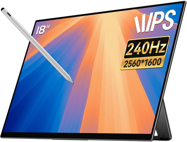 EHOMEWEI 이홈웨이 포터블모니터 휴대용모니터 듀얼모니터 서브모니터 2.5K 4K OLED QLED 100%DCI-P3 맥OS 윈도우 덱스 게임콘솔 미니PC 호환, 46cm, E18R7