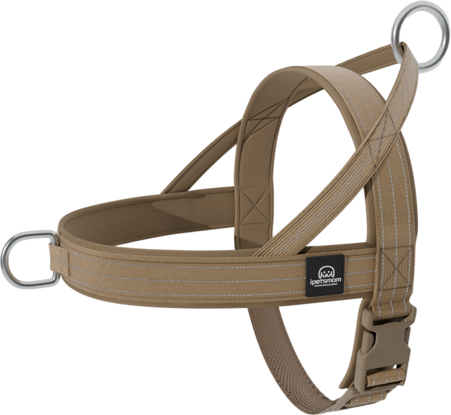 아이펫스맘 강아지 하네스 대형견 중형견 앞섬방지 초경량 가슴줄 앞고리, 베이지, 1개