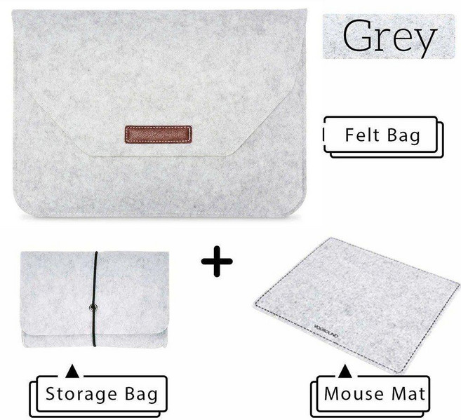 노트북케이스 슬림파우치 충격방지 울 펠트 노트북 가방 슬리브 커버 맥북 호환 에어 프로 케이스 마우스 패드 또는 파워 미니 팩 선물 11 12 13 15.6 인치, Internal 370x260 mm, Grey-Mousepad-S Bag