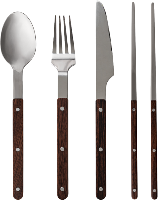 카빈스 헤리티지 예쁜 커트러리 수저세트 4종, 1세트, 숟가락+젓가락+포크+나이프, 브라운