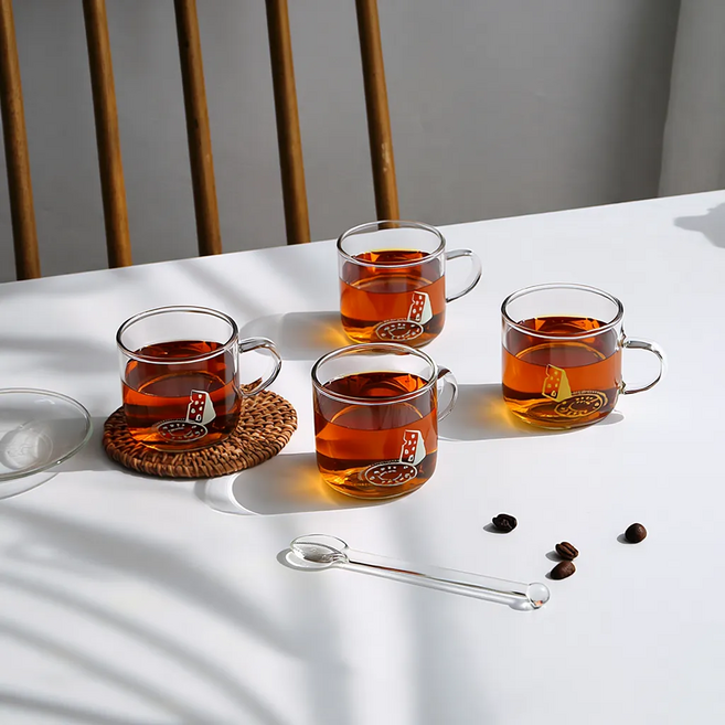 홈카페 내열유리 에스프레스잔 110ml 4종세트, 1세트, 혼합