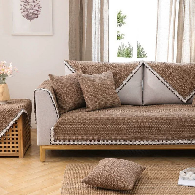 소파 커버 여름 린넨 라탄 여름용 사계절 쇼파, 1개