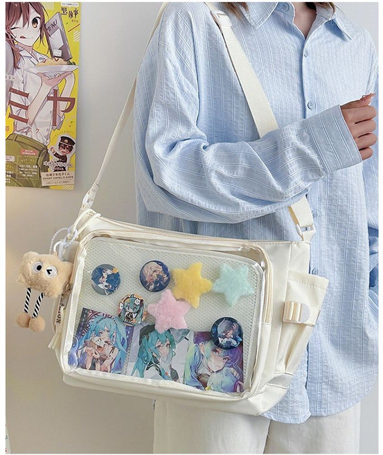 숄더백데코판 포함 투명가방 굿즈 이타백 이타백 숄더 크로스백 굿즈수납 뱃지 데코가방 콘서트가방 DIY 덕질가방 투명창 대용량