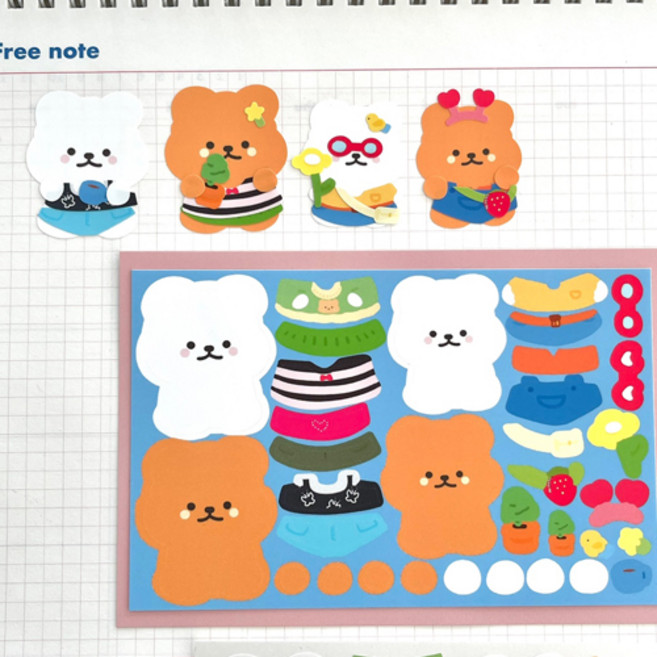 소리샘으로연결 모과 모찌 옷입히기 씰스티커