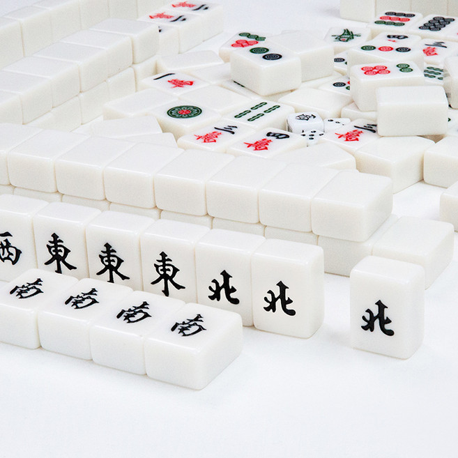 BOSUN 후니겜블 고급마작 144패 40mm, 퍼스트 클래스40화이트 옥-144장 유연한 포장 식탁보, 1개