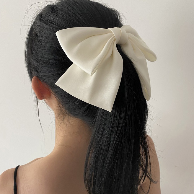 디어망고 왕리본핀 데일리 새틴 풍성 리본 헤어핀 러블리 반묶음