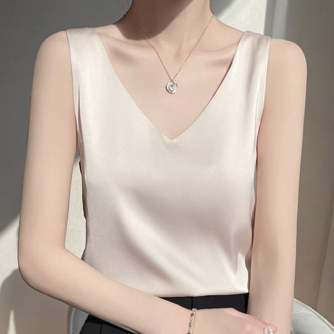 프리미엄 브이넥 민소매 여성 나시