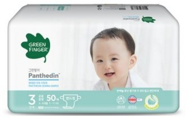 그린핑거 판테딘 더마 밴드형 기저귀 아동용 중형 3단계(7~11kg), 3단계, 98매