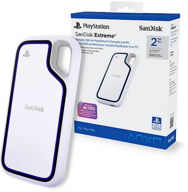 SanDisk Extreme V2 2TB 行動固態硬碟 適用 PS5 電腦 白色