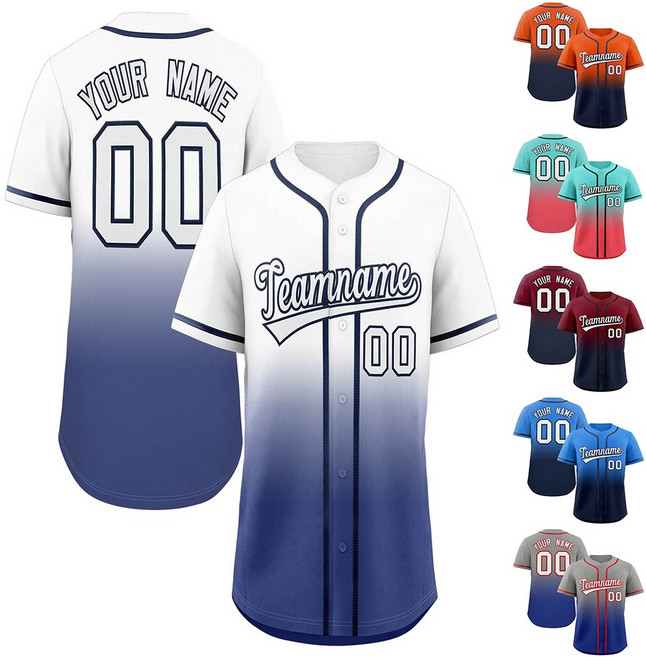 그라데이션 단체 야구유니폼 커스텀 전사제작 반티 반팔티셔츠 W115