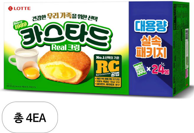 롯데카스타드 대용량 실속 패키지 24p, 552g, 4개