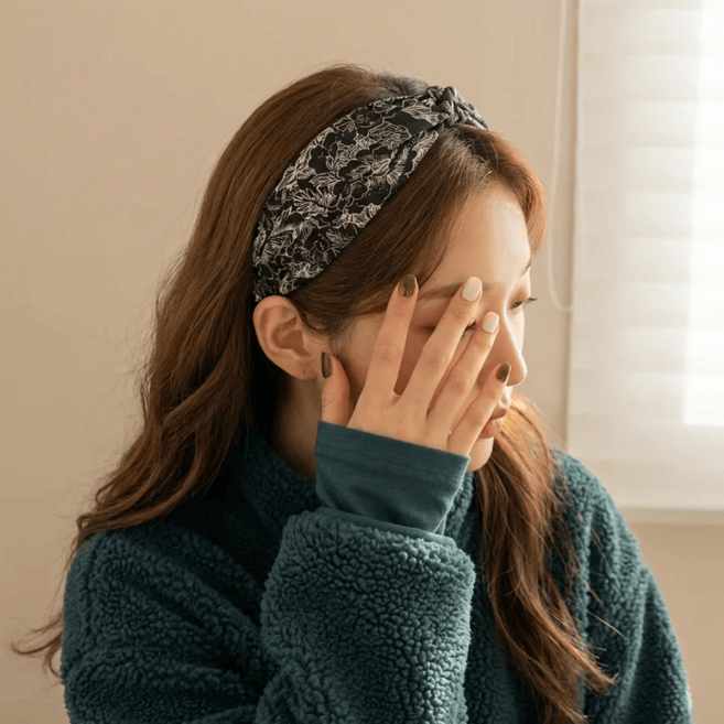 우아한 플라워 패턴 꼬임 반다나 헤어밴드 와이드 넓은 머리띠
