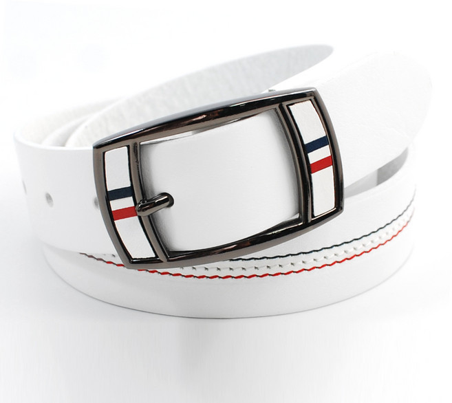 닐슨 남녀 공용 가죽벨트 프랑스 스터치 클래식 (NO.T096), 화이트