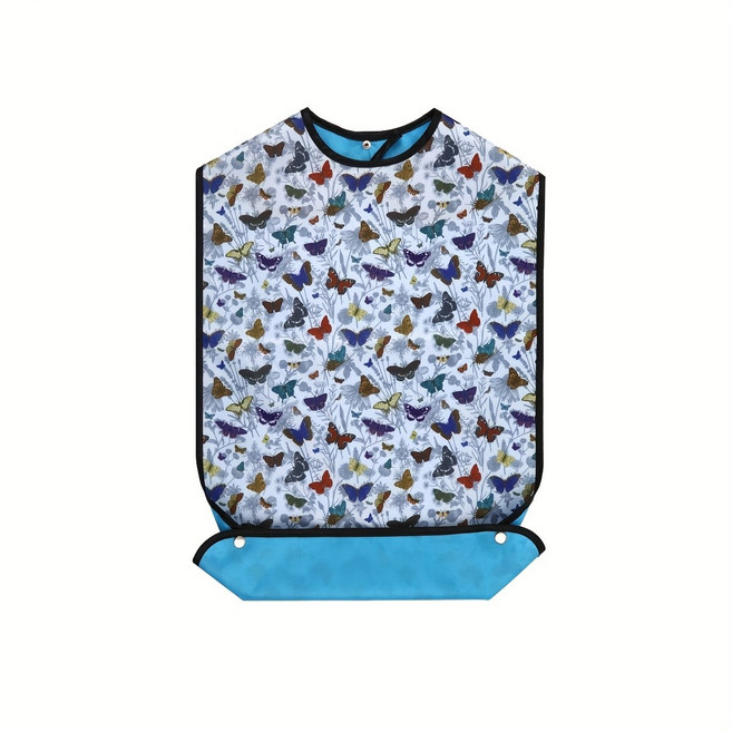 성인 턱받이 성인 앞치마 방수 환자용턱받이 식사 간병 요양, 1개, 나비