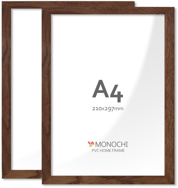 모노치 PVC 프레임 홈 인테리어 액자 A4, 2개, 월넛
