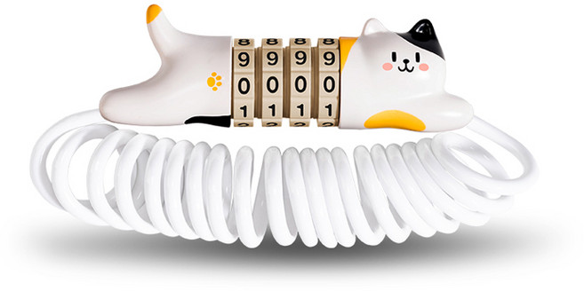 휴대용 비밀번호 열쇠 고양이 자물쇠, 1개, 화이트