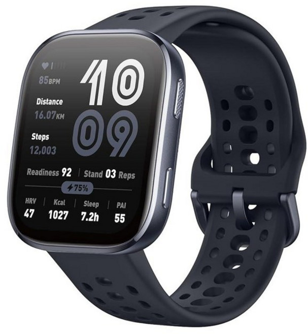 Amazfit Bip 6 스마트 워치 46mm 14일 배터리 1.9인치 AMOLED 디스플레이 GPS 및 무료 지도 AI 블루투스 통화 및 문자 건강 피트니스 및, Black
