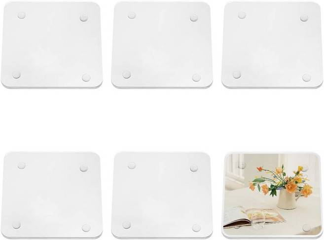아크릴 컵 받침 미끄럼 방지 투명 10x10x0.65cm 6개