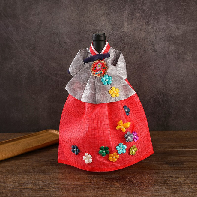 한복 와인커버 술병주머니 와인케이스 외국인선물 인형한복 인테리어소품, 1개