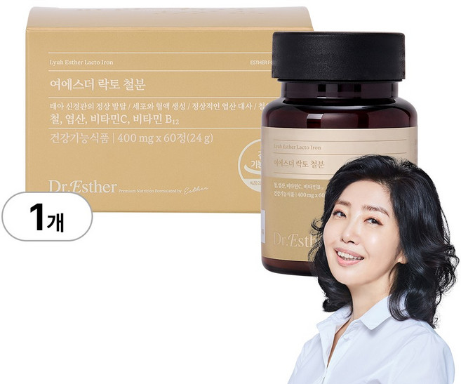 [본사직영] 여에스더 락토 철분 (비헴철 X 엽산 X 비타민 2종), 60정, 1박스