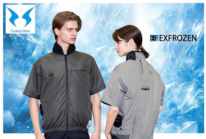 EXFROZEN 空調風扇工作服 短袖 海軍藍