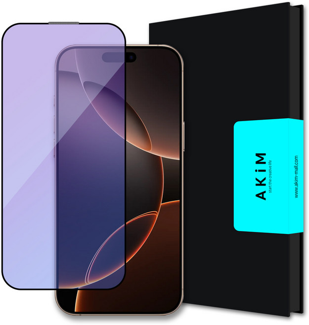 아킴 시력보호 블루라이트차단 풀커버 강화유리 액정보호필름 아이폰16 프로 1매입