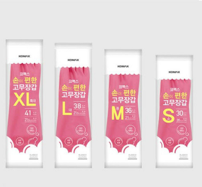 코멕스 손이 편한 고무장갑 양손착용 세트, 핑크, 소(S), 1세트