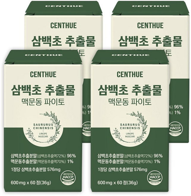 센트휴 삼백초 추출물 맥문동 파이토, 4개, 60정