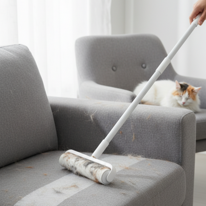 주브러쉬 돌돌이밀대 롱핸들 24cm 테이프클리너 길이조절+케이스, 1개