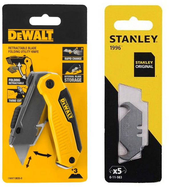 디월트 접이식 커터칼 DWHT10035 + 훅 칼날 0-11-983 세트, 1개