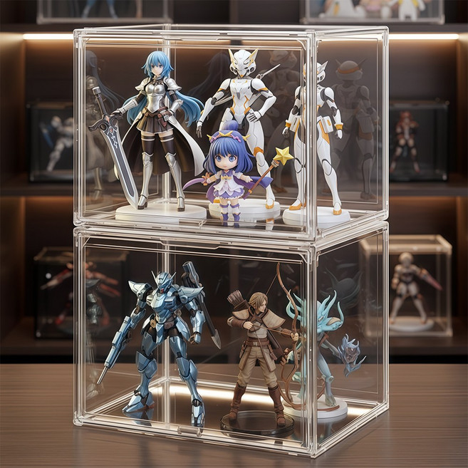 Curious Pony 피규어 장식장 투명 아크릴 케이스 대형 45*33*31.5cm, 2개