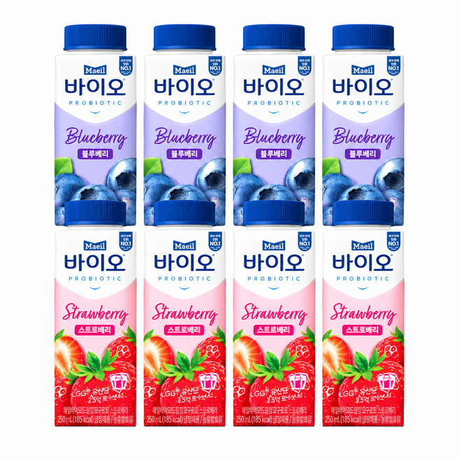 매일바이오 드링킹 250mlx16개(블루베리8+딸기8)/냉장무배, 16개, 250ml