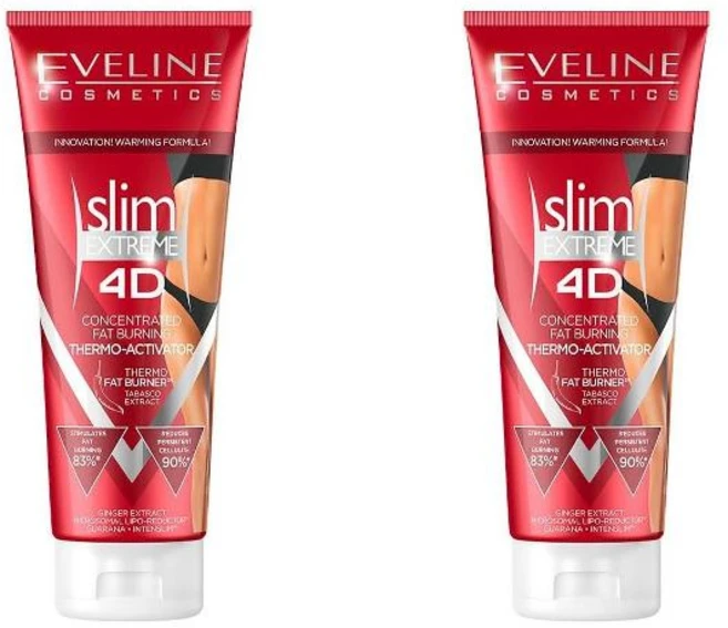 Eveline Cosmetics 슬림 익스트림 4D 컨센트레이트 팻 버닝 써모 액티베이터 250ml 2팩 - 쿠팡