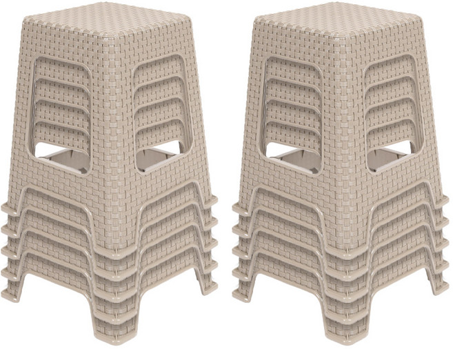 지오리빙 플라스틱 라탄 의자 10p 사각 회전 간이의자, 10개, 라탄의자 사각(그레이)