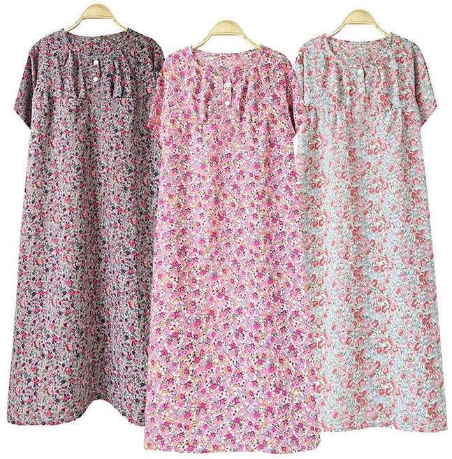 2장세트 마마로 여성 빅사이즈 편안한 원피스 잠옷 인견 반팔원피스