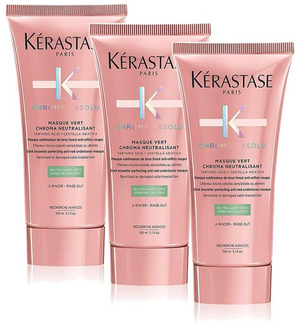 케라스타즈 크로마 앱솔루 크로마 뉴트럴라이징 그린 마스크 Kerastase Chroma Absolute Green Mask, 3개