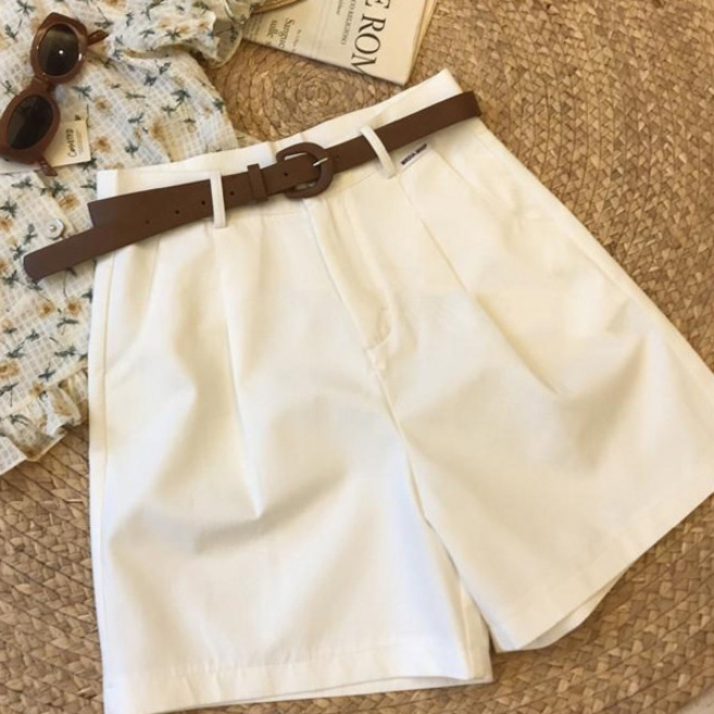 어썸풀 여성용 모트너 면 숏팬츠 + 벨트 세트 A25SMP052702